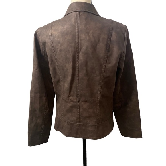 Catherine Malandrino Women’s Faux Leather Brown Jacket Sz Large - Picture 7 of 15